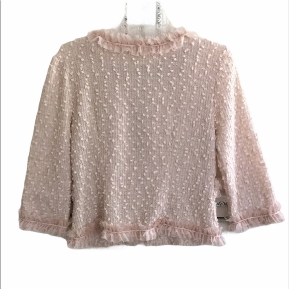 𝅺A’REVE Cream Lace Vintage Tweed Cardigan Blazer Jacket - Picture 2 of 10